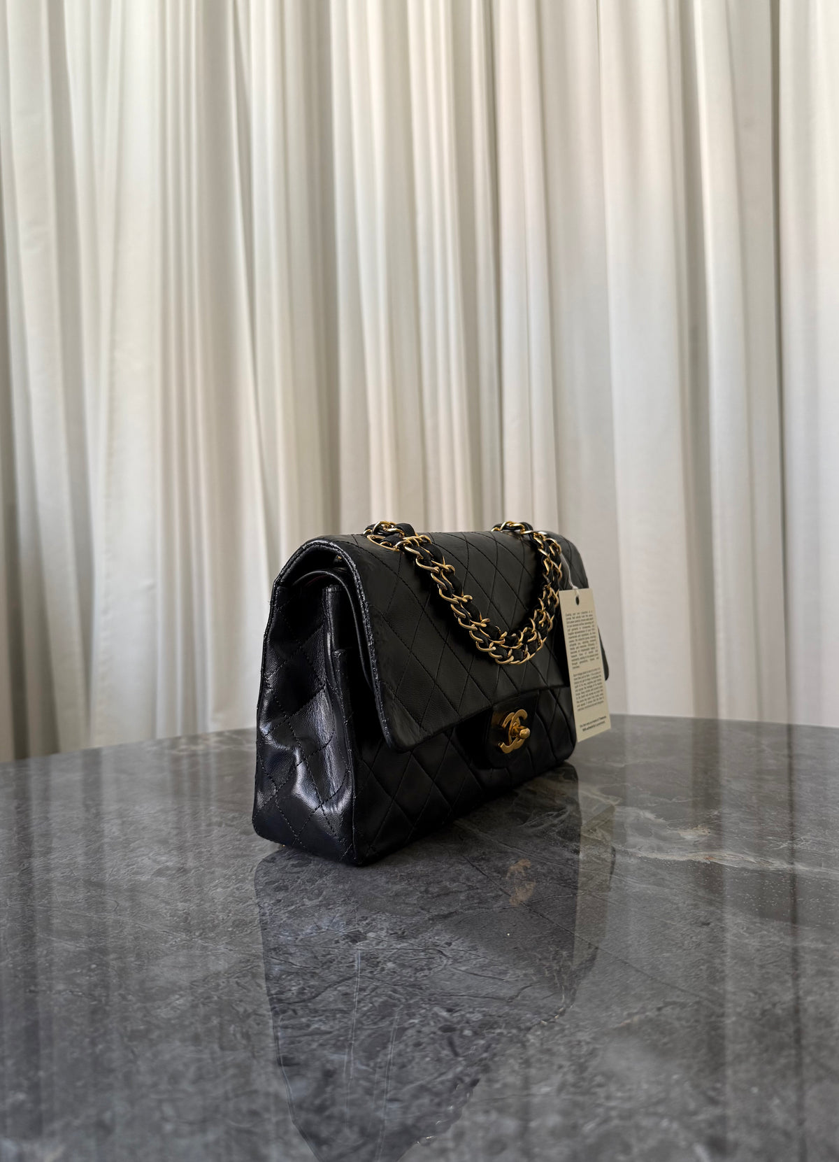 Chanel Classic Double Flap Bag Medium Black 24K Gold HW