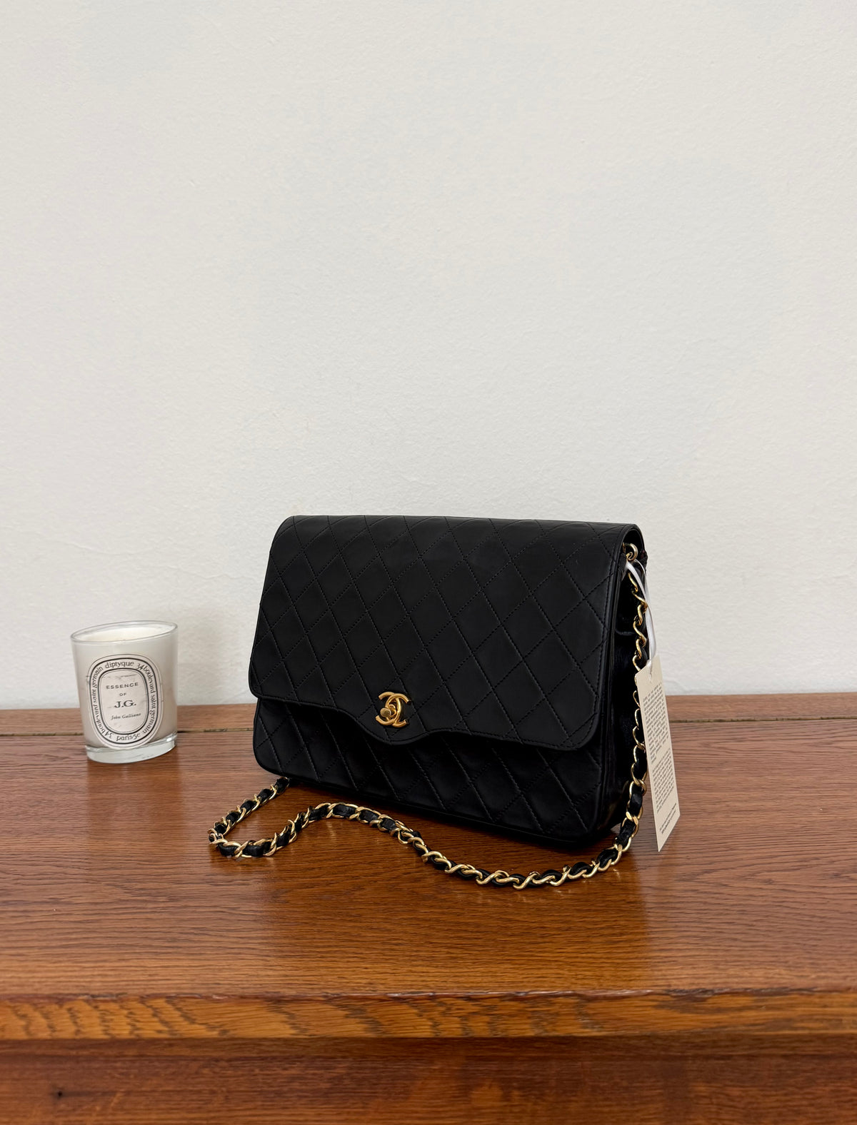 Chanel Black Twist Lock Flap Bag Lambskin Gold HW