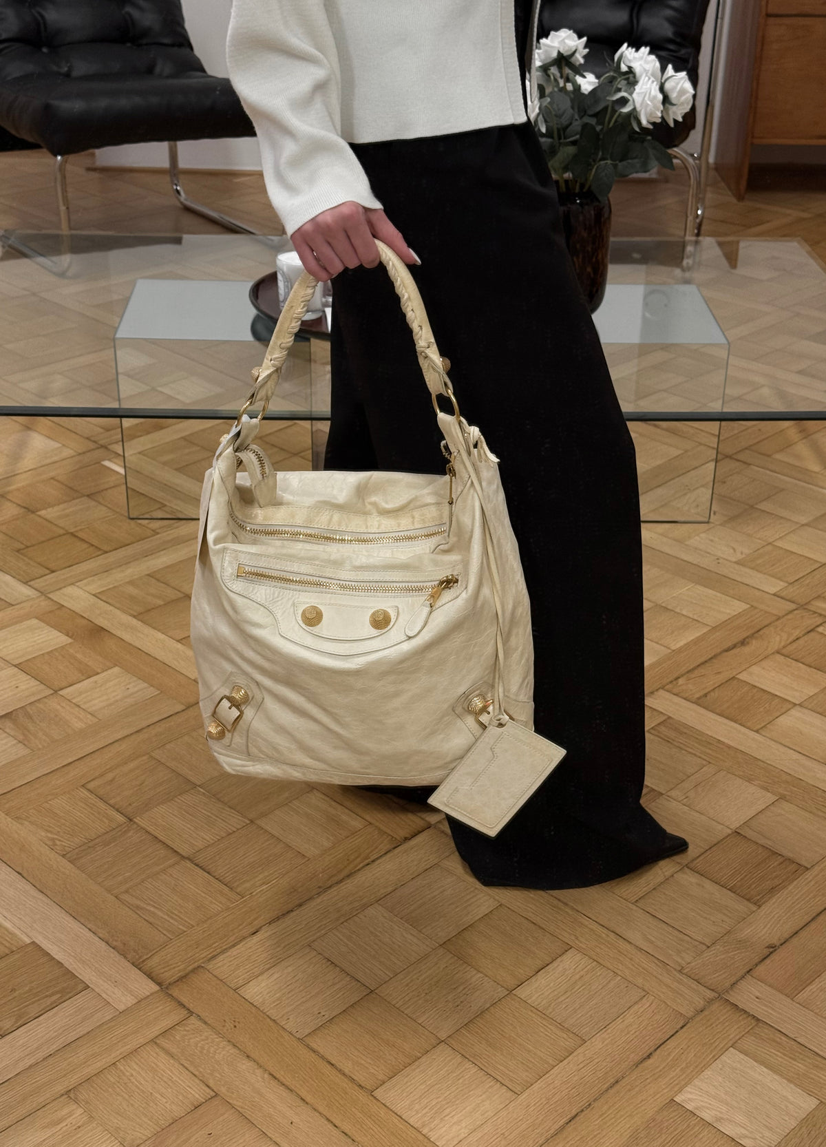 Vintage Balenciaga Day hobo bag ve světle žluté barvě, foto 3