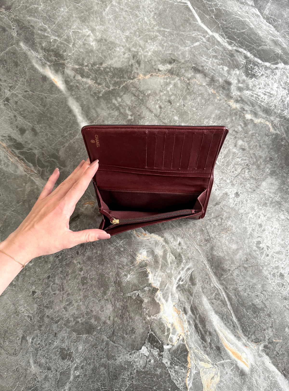 Chanel Caviar Long Wallet Black Gold HW Series 16