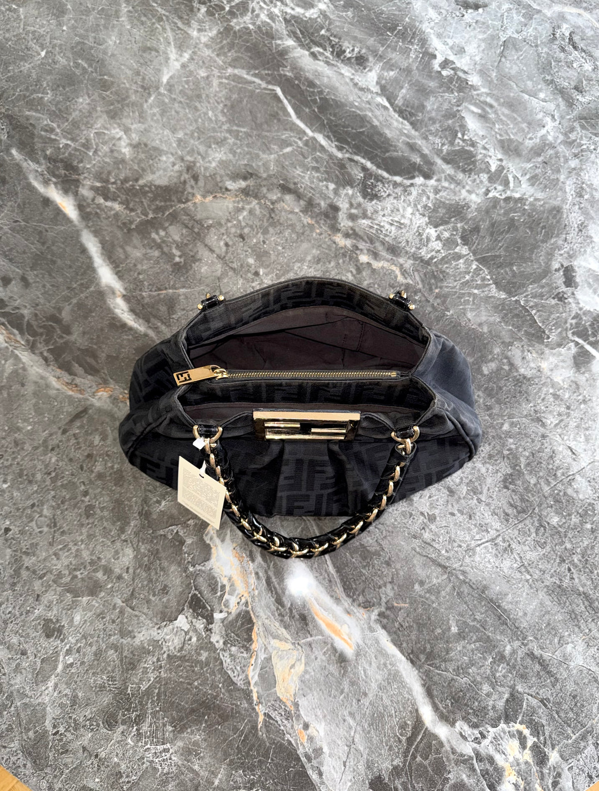 Fendi Mia Zucca Small Shoulder Bag Black