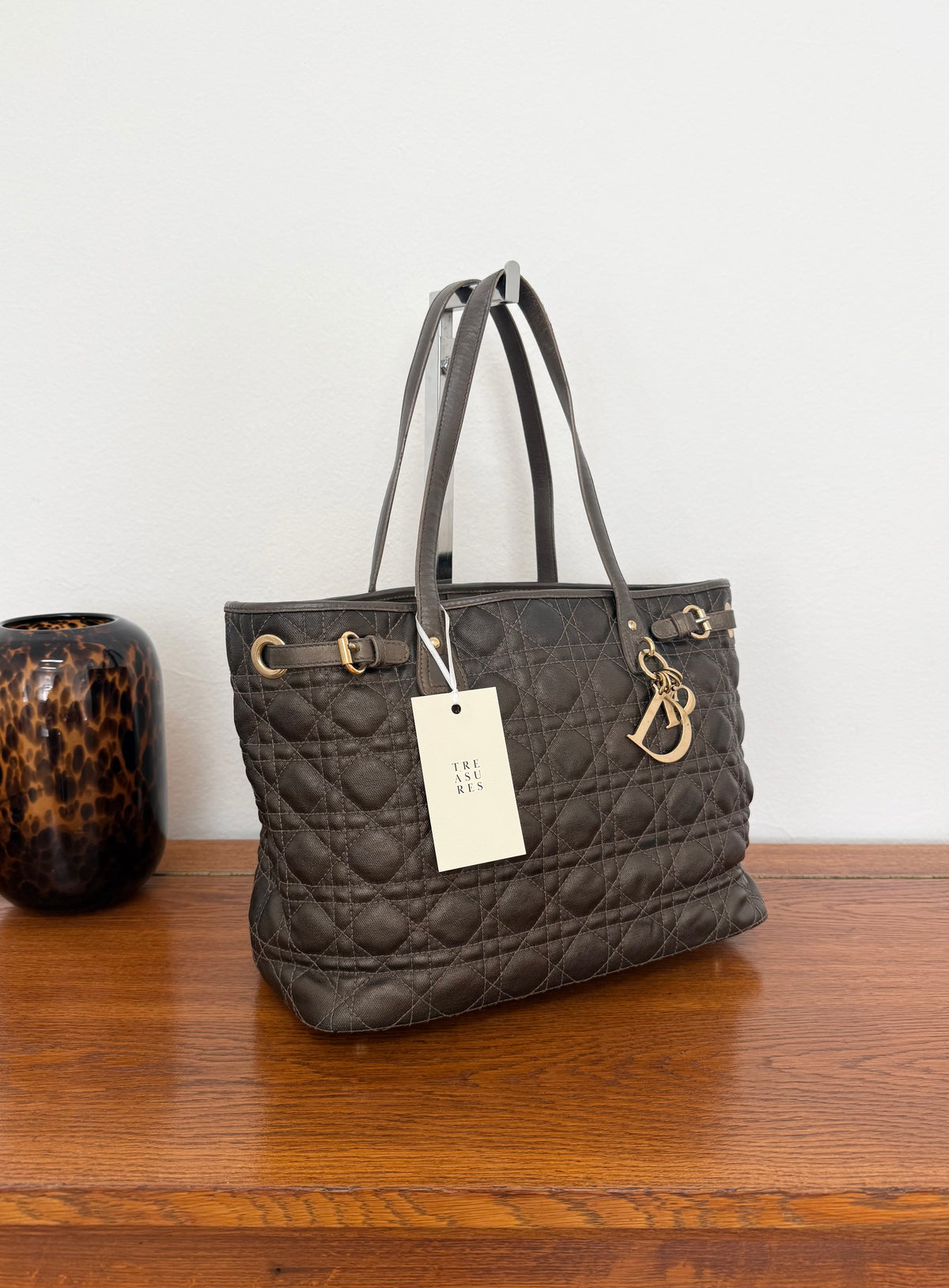 Dior Panarea tote in brown Cannage coated canvas with gold hardware, photo 4