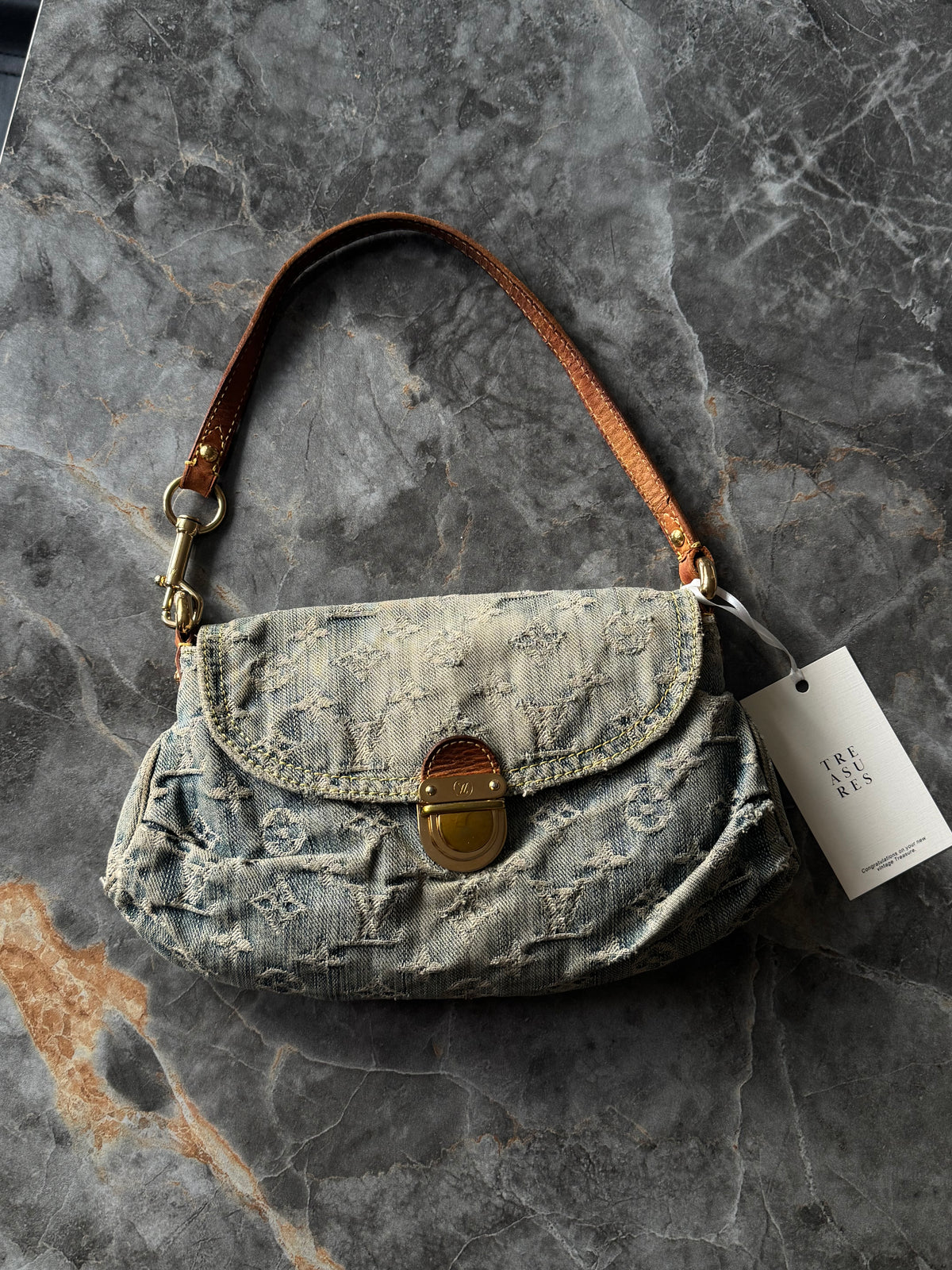 LV Monogram Denim Mini Pleaty