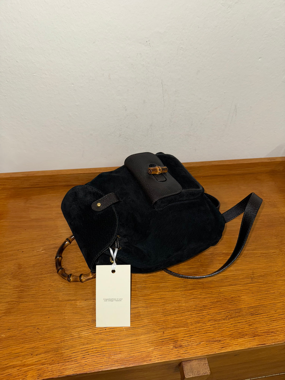 GUCCI SUEDE BAMBOO BACKAPACK