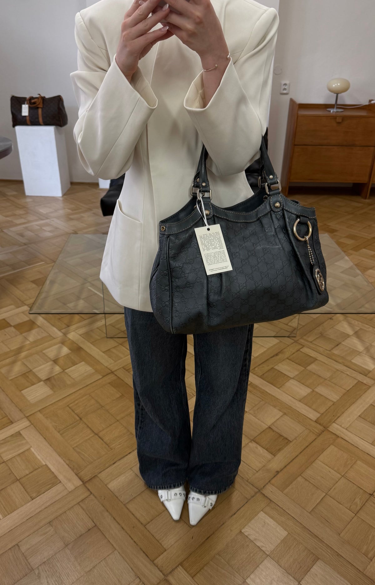 Gucci Sukey tote ze zelenošedé Guccissima kůže, foto 12