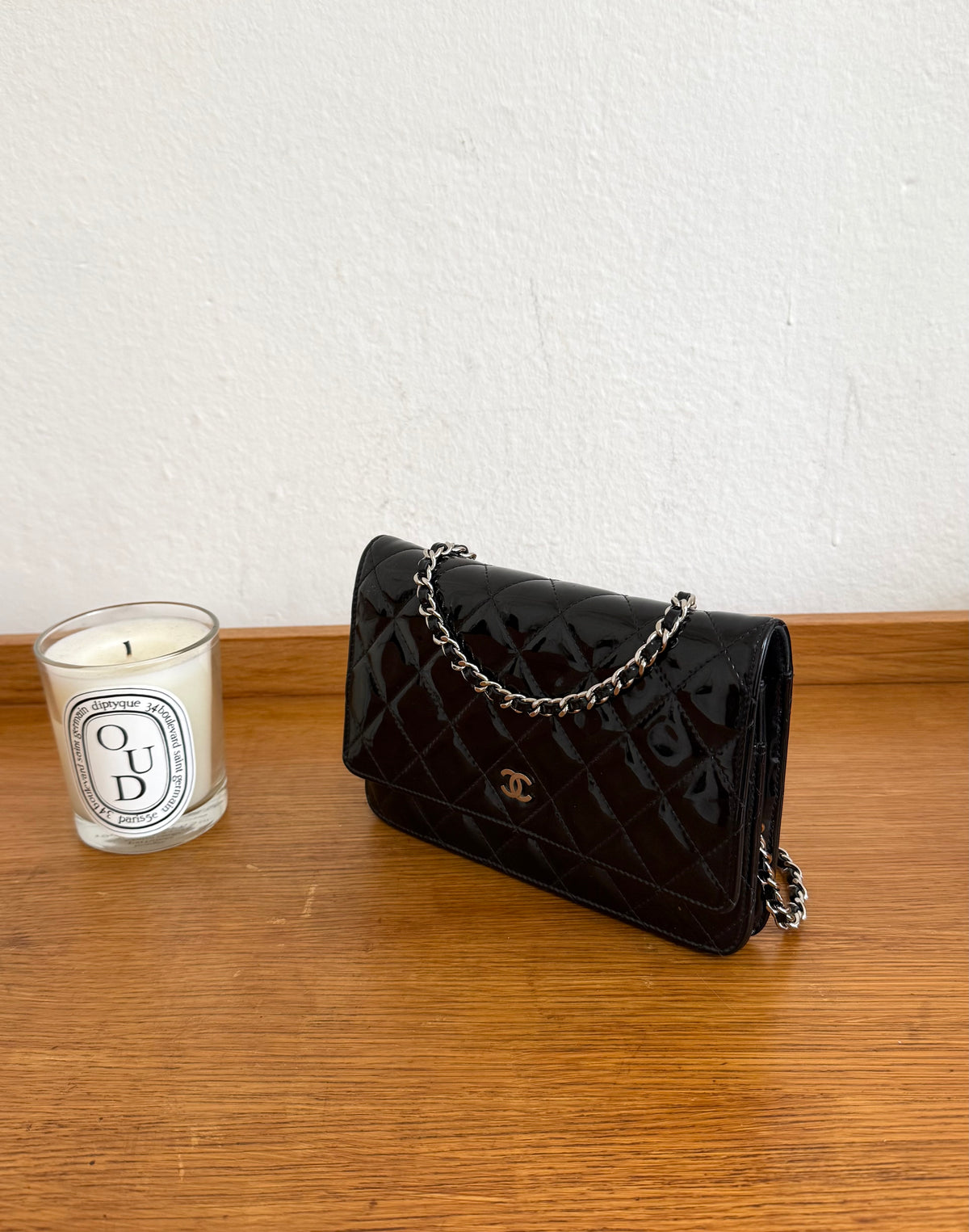 CHANEL PATENT LEATHER WOC BLACK