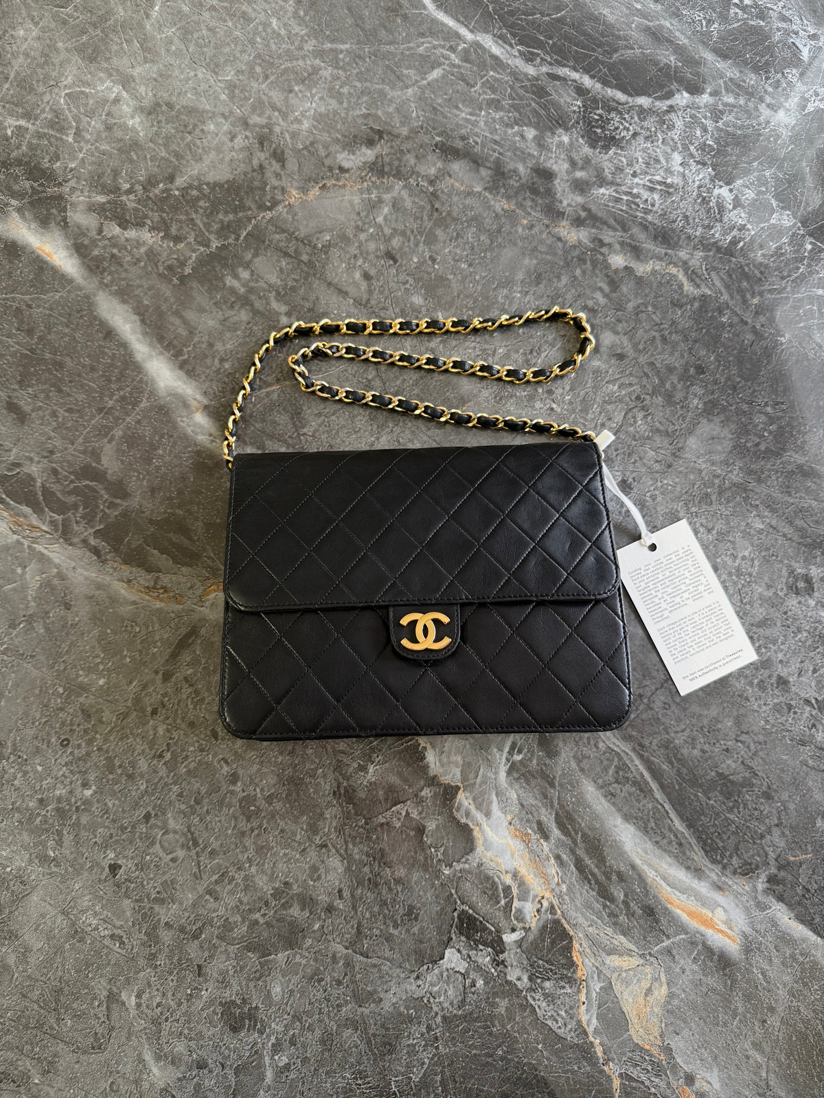 Chanel Classic Single Flap Bag Lambskin Black 24K Gold HW