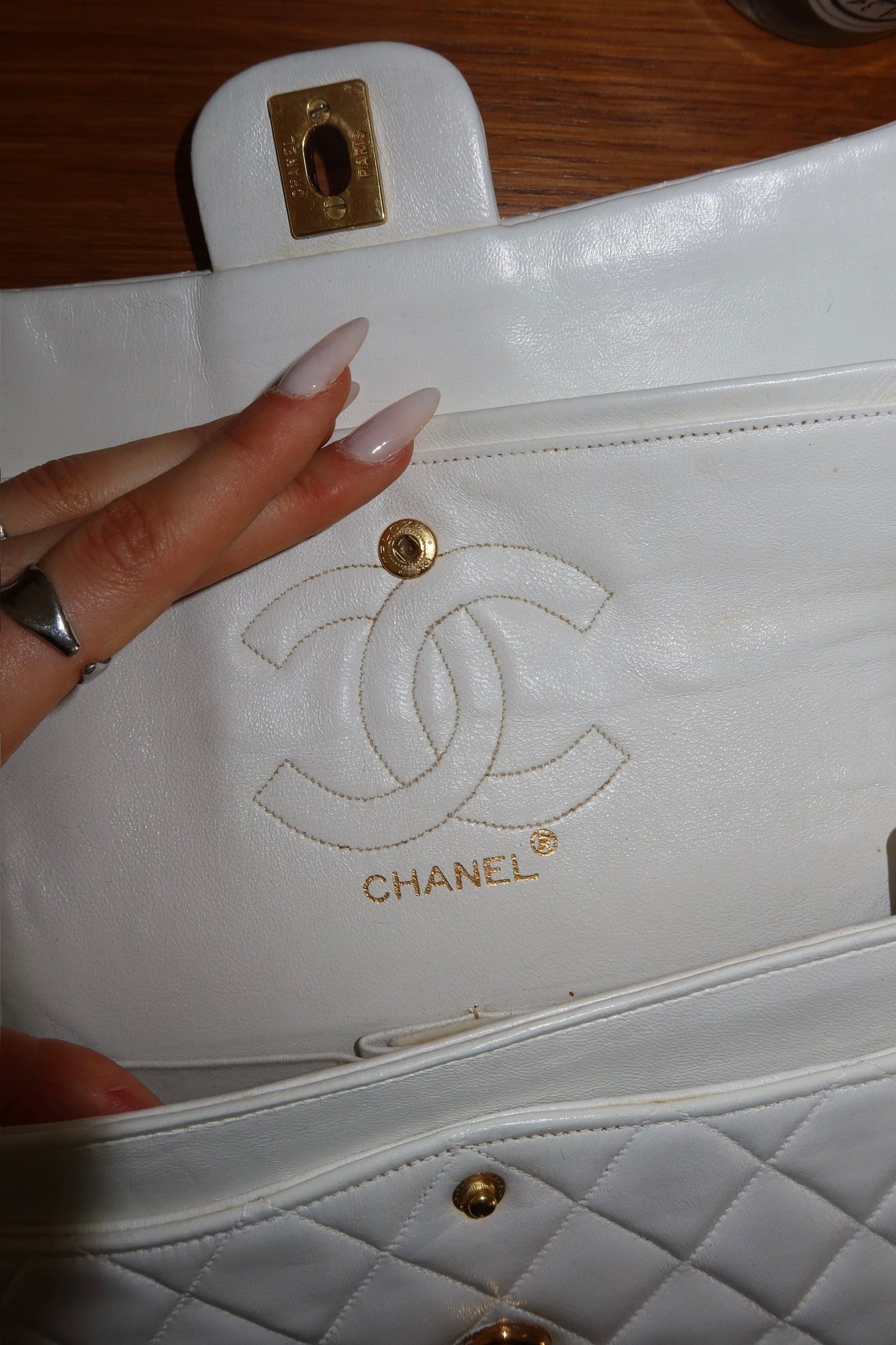 CHANEL DOUBLE FLAP BAG SMALL IN WHITE