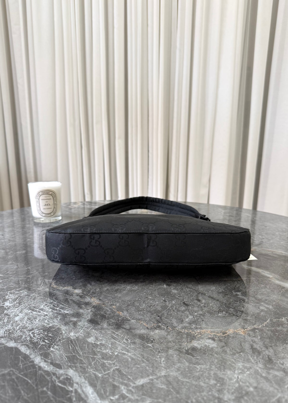Gucci hobo bag in black GG canvas with silver hardware, photo 7