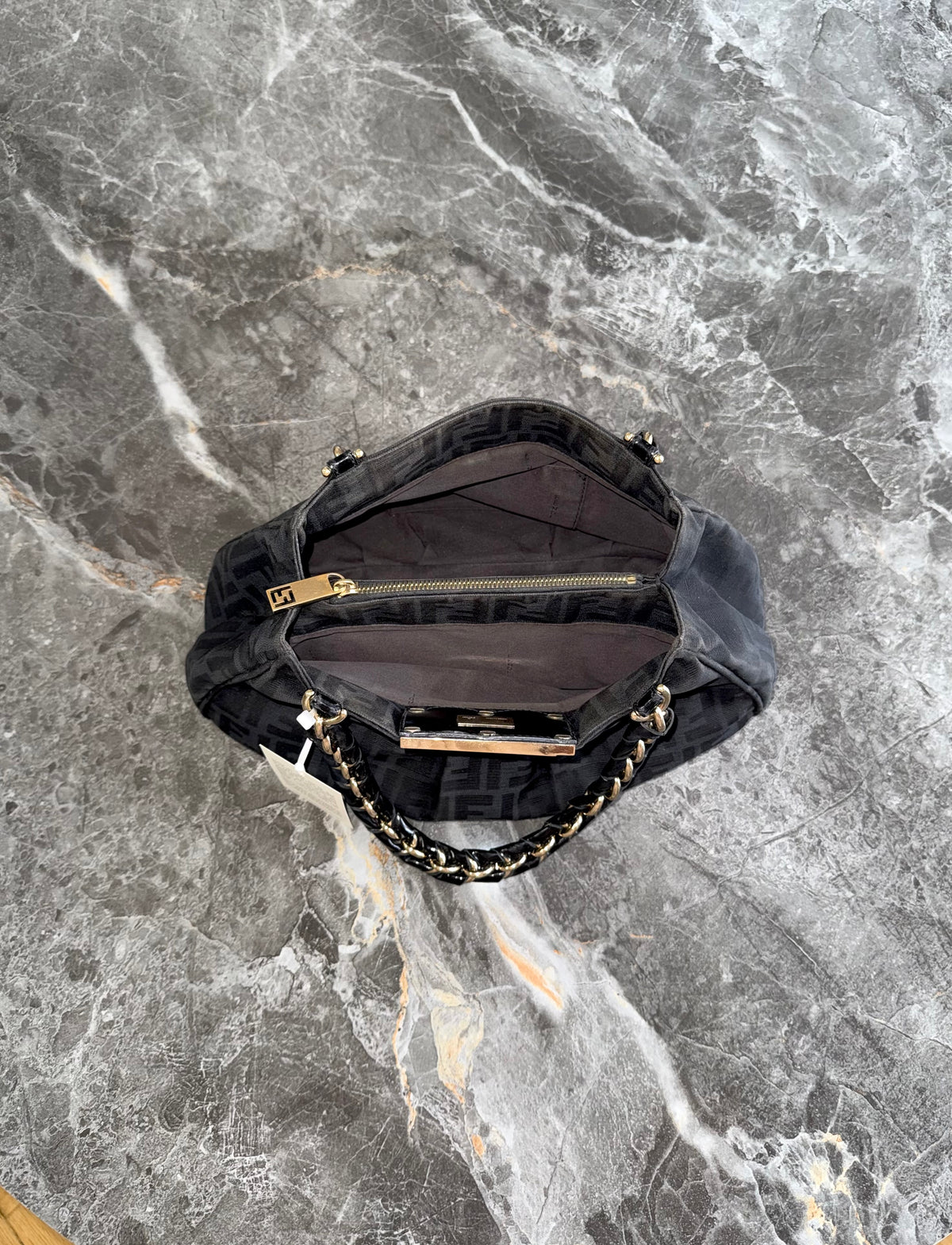 Fendi Mia Zucca Small Shoulder Bag Black
