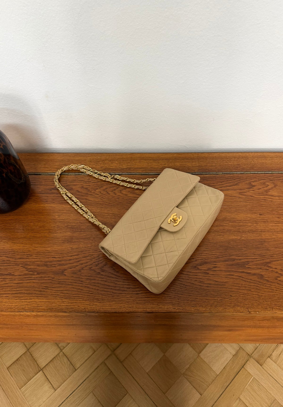 Chanel Classic Double Flap Bag Medium Beige 24K Gold HW