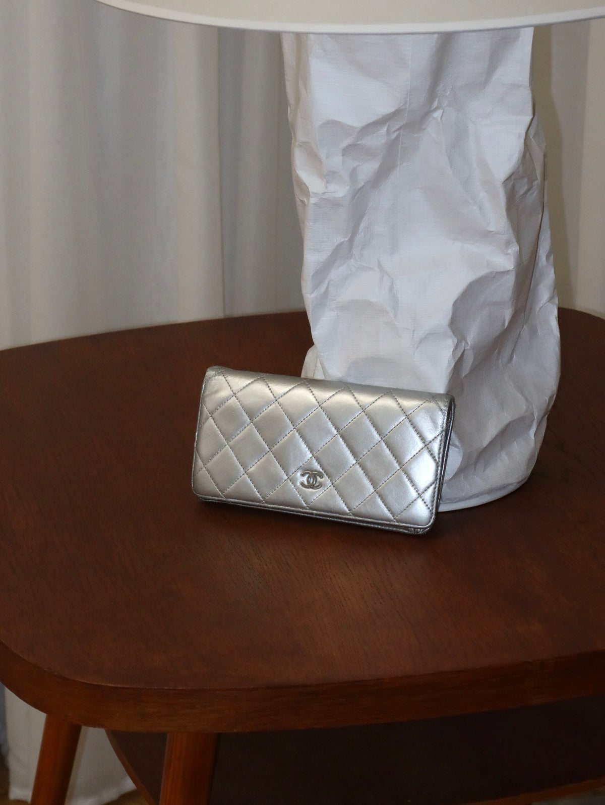 CHANEL WALLET QUILTED SILVER