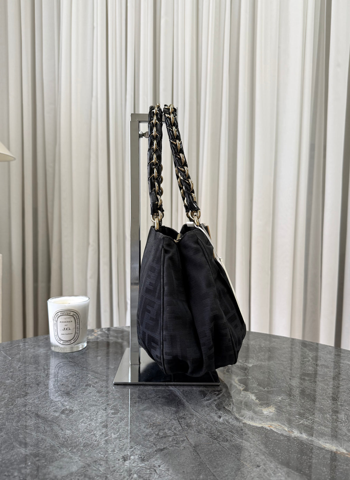 Fendi Mia Zucca Small Shoulder Bag Black