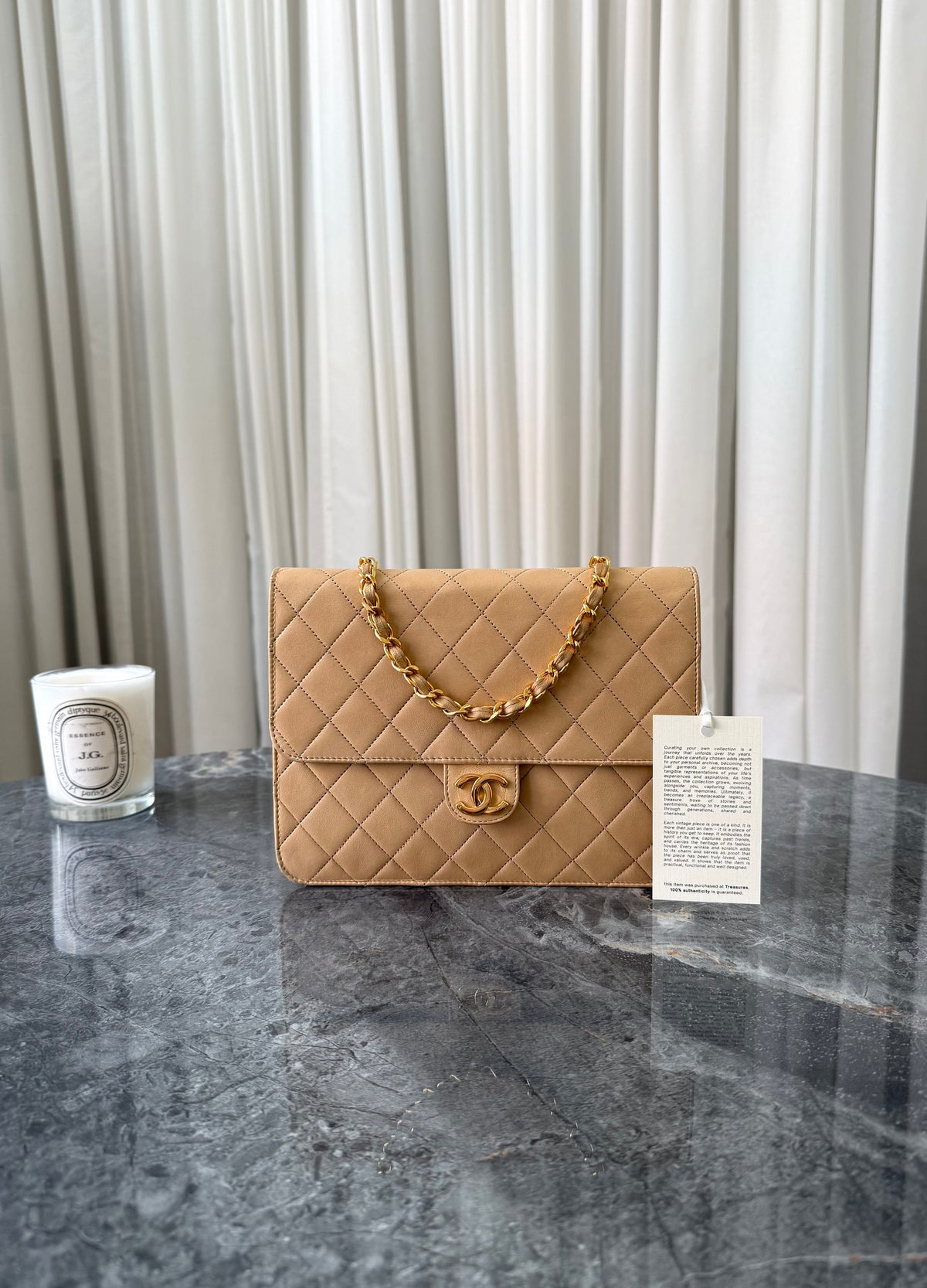 Chanel Classic Single Flap Bag Lambskin Beige 24K HW