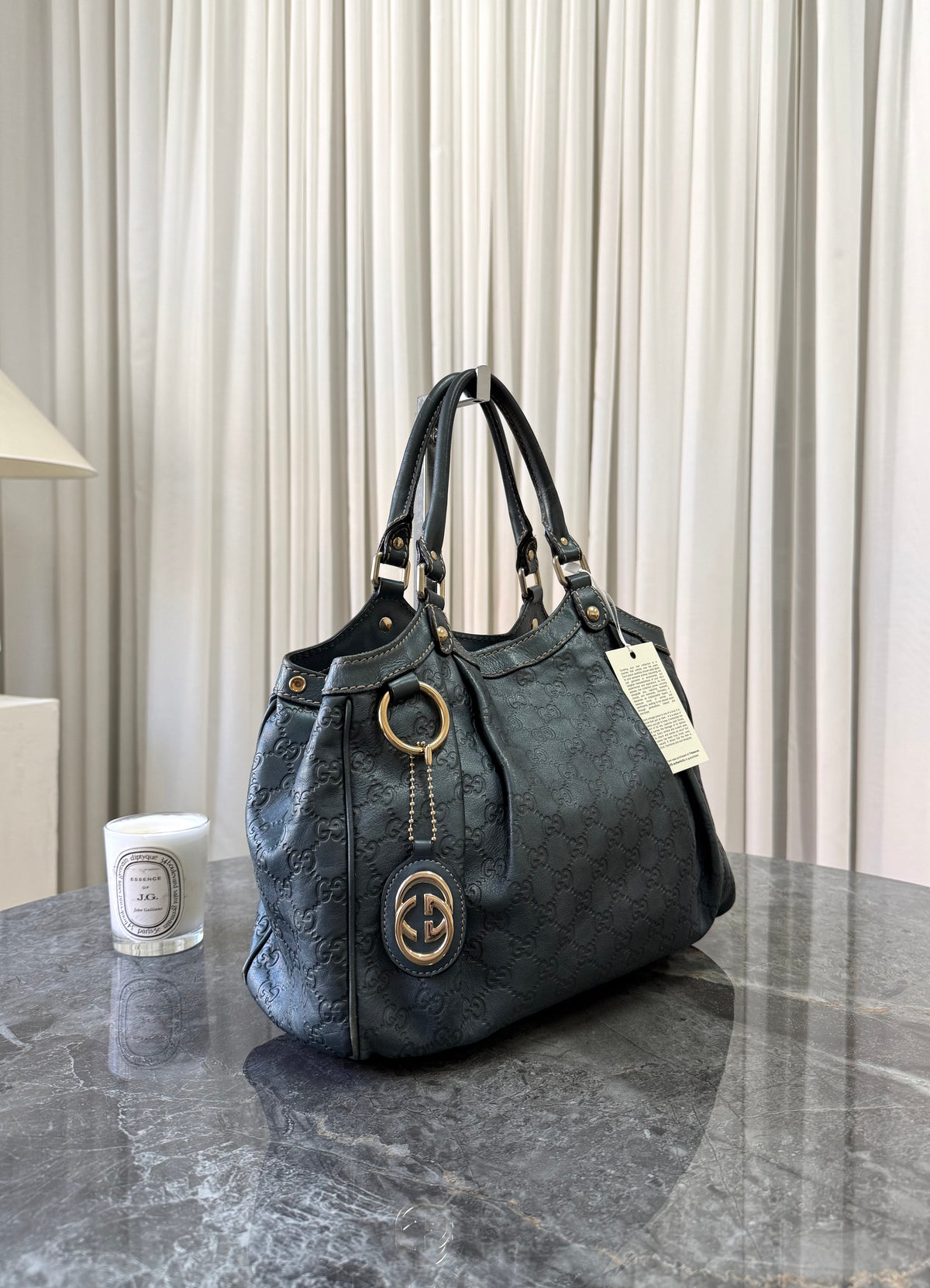 Gucci Sukey tote ze zelenošedé Guccissima kůže, foto 4