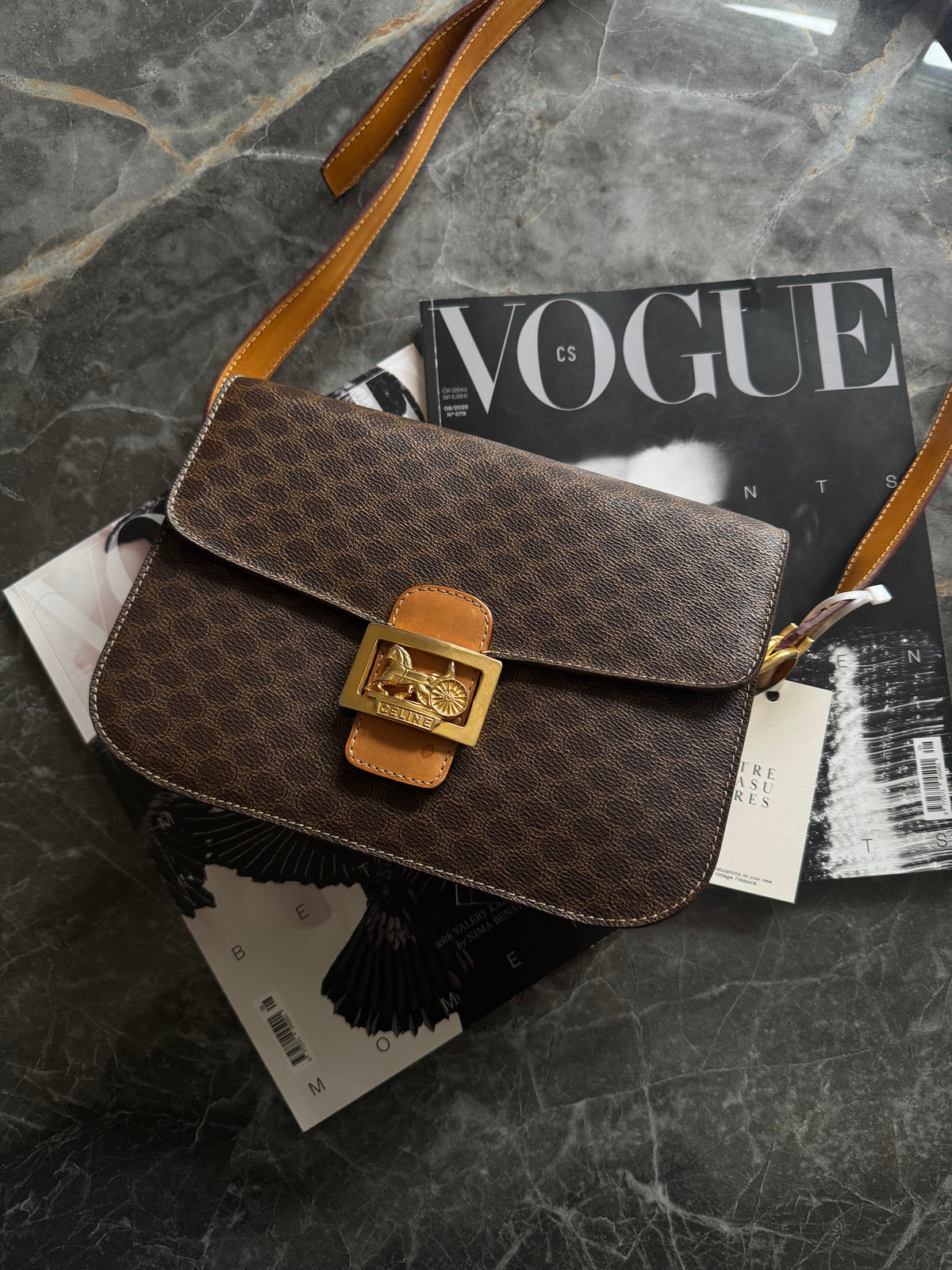 Vintage Celine Macadam kabelka se sponou horse carriage – Treasures Prague