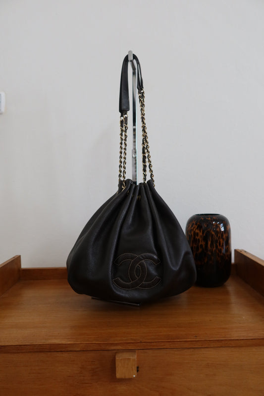 CHANEL DARK BROWN BUCKET BAG & POUCH