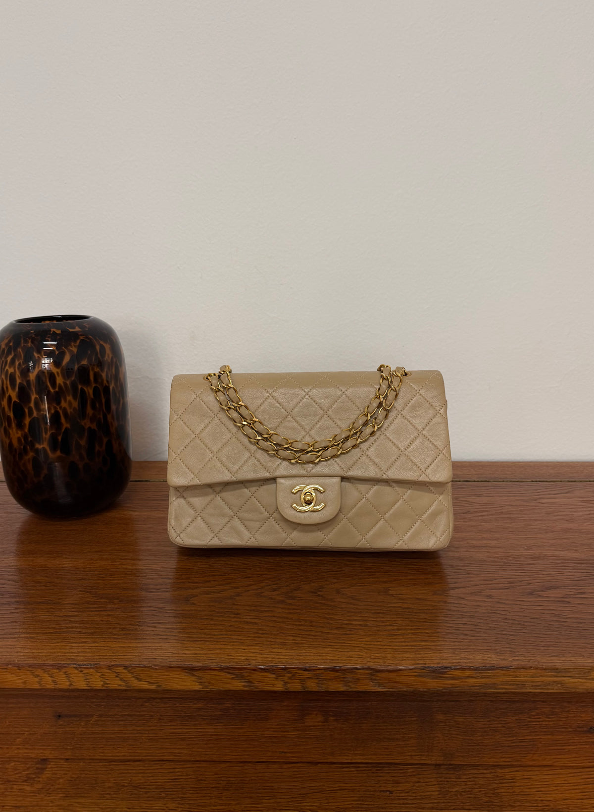 Chanel Classic Double Flap Bag Medium Beige 24K Gold HW