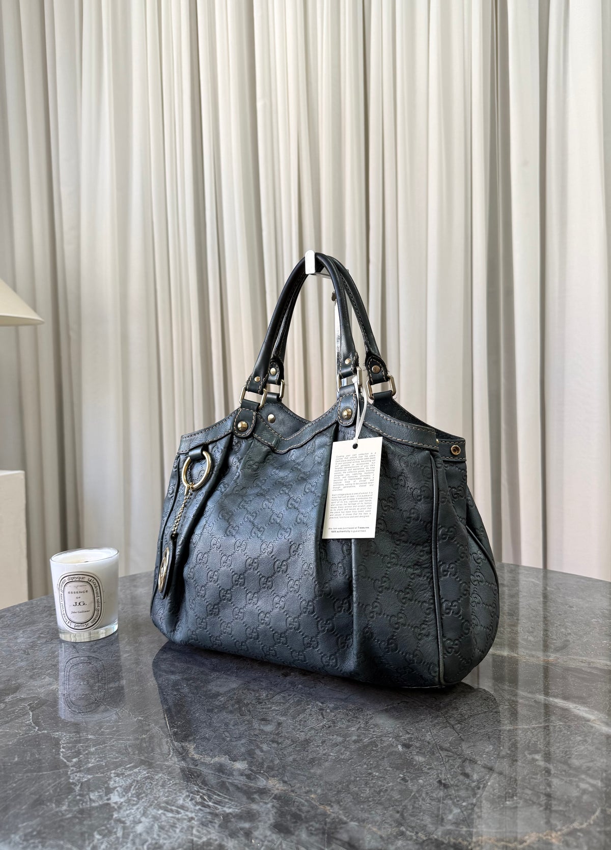 Gucci Sukey tote ze zelenošedé Guccissima kůže, foto 5
