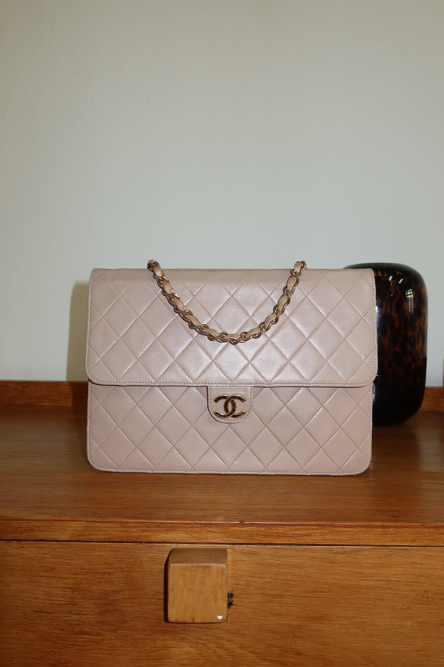CHANEL MOCHA LAMBSKIN SINGLE FLAP BAG