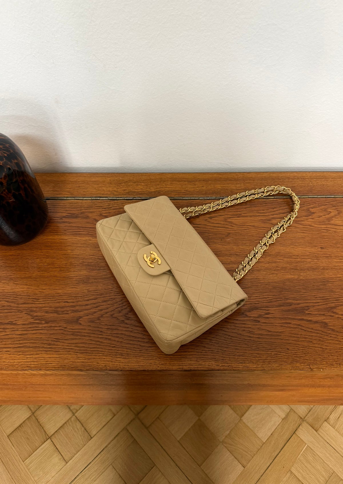 Chanel Classic Double Flap Bag Medium Beige 24K Gold HW