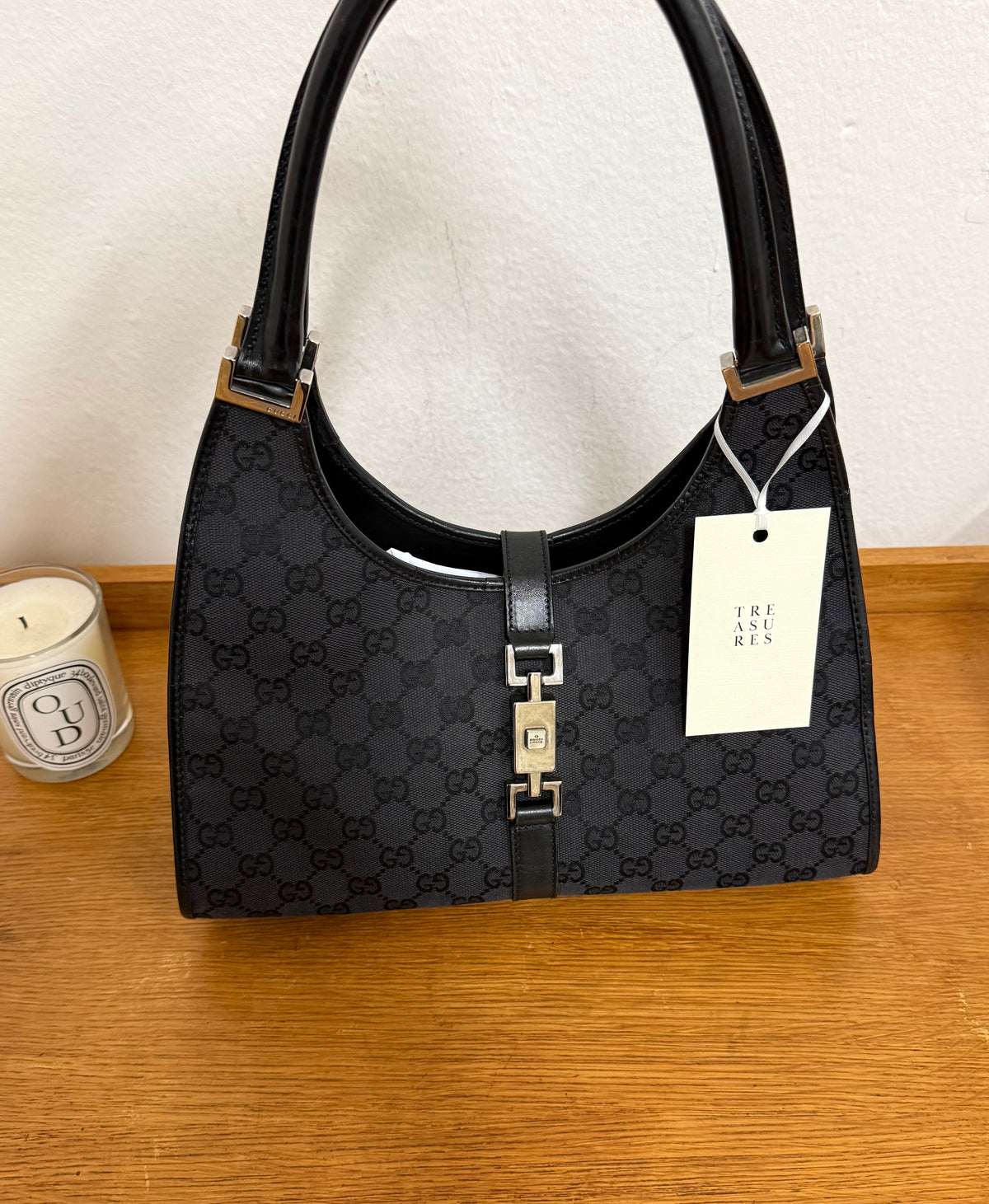 GUCCI JACKIE GG MONOGRAM BLACK BAG
