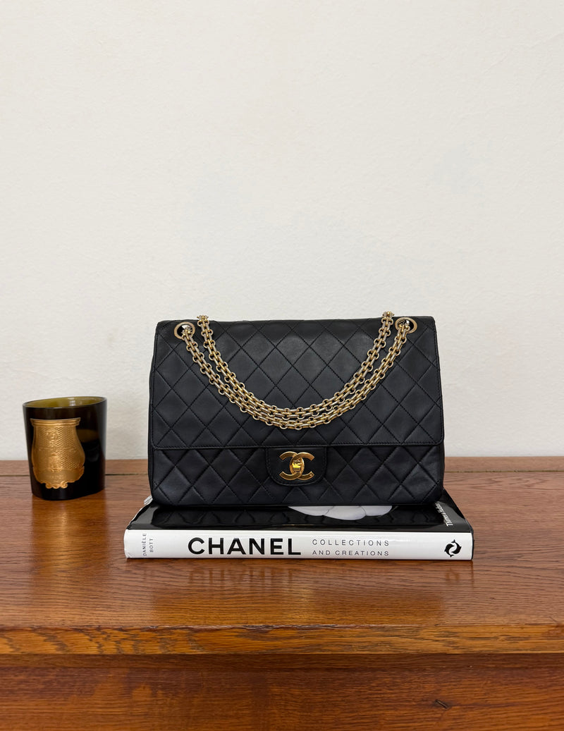 Chanel Timeless Double Flap 25 in black lambskin with 24K gold hardware – Treasures Prague