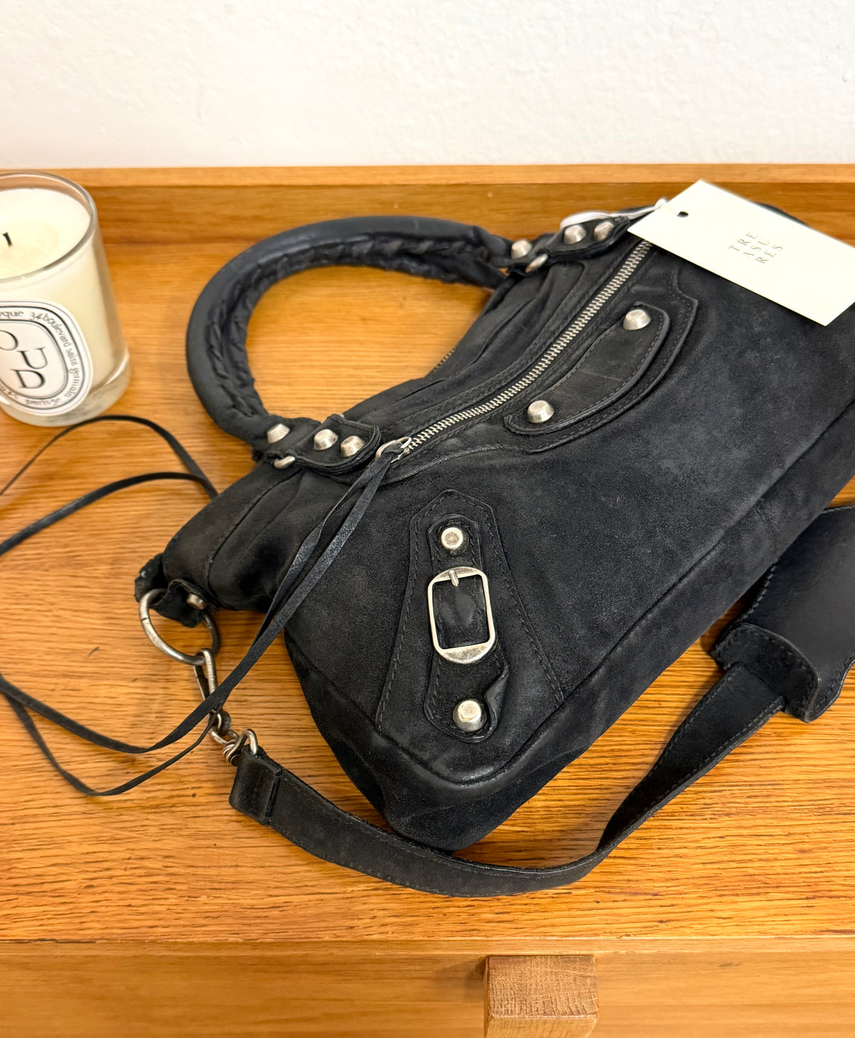 BALENCIAGA SUEDE CITY BAG BLACK