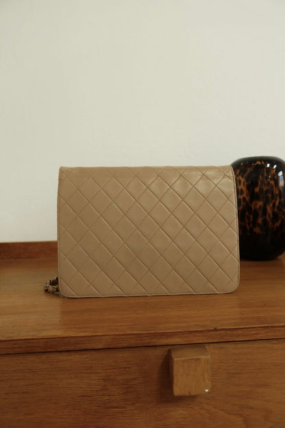 CHANEL MOCHA LAMBSKIN SINGLE FLAP BAG