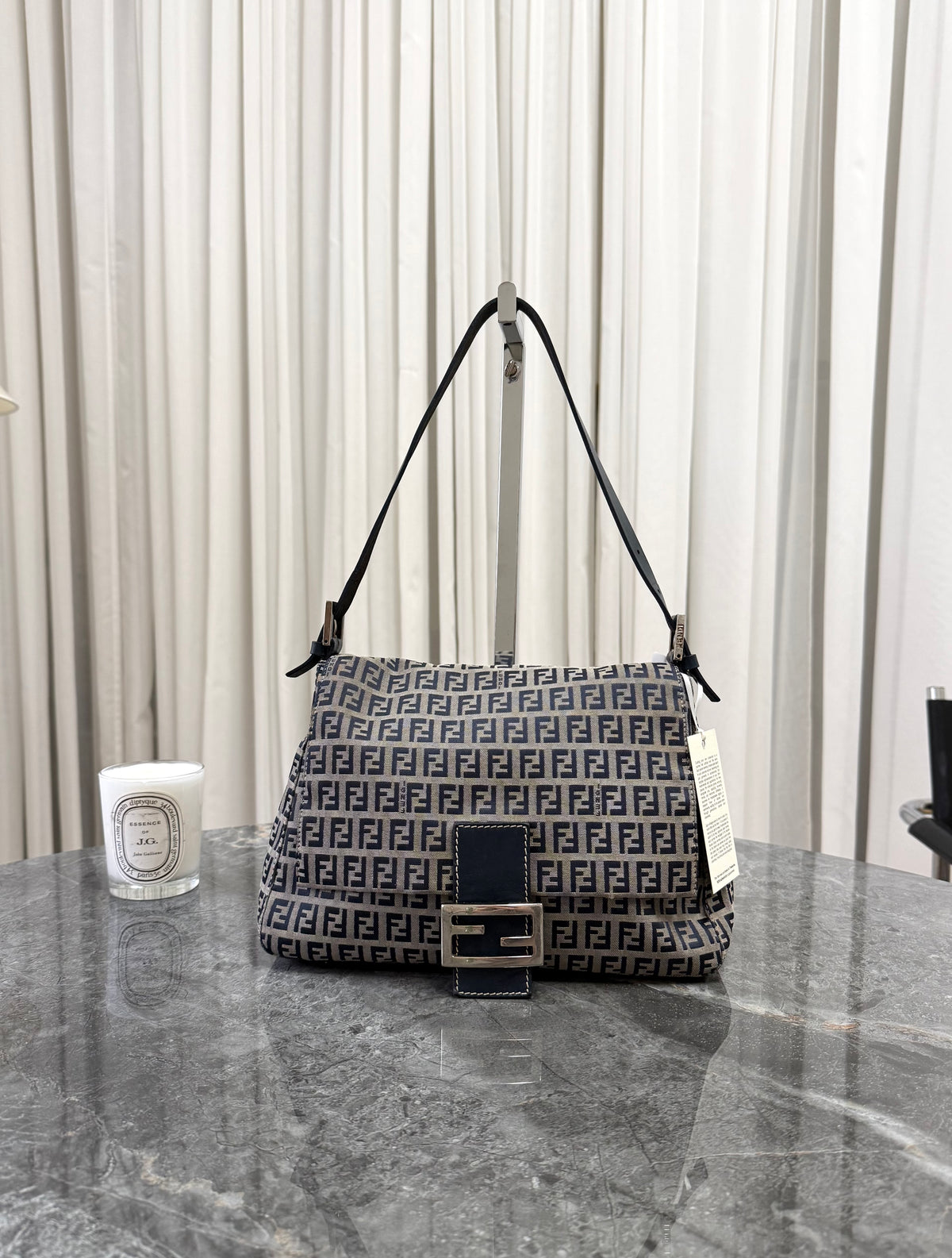 Fendi Zucca Mamma Baguette Bag Navy
