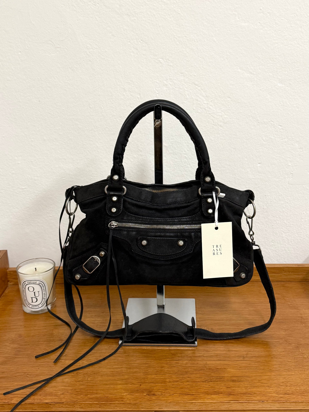 BALENCIAGA SUEDE CITY BAG BLACK