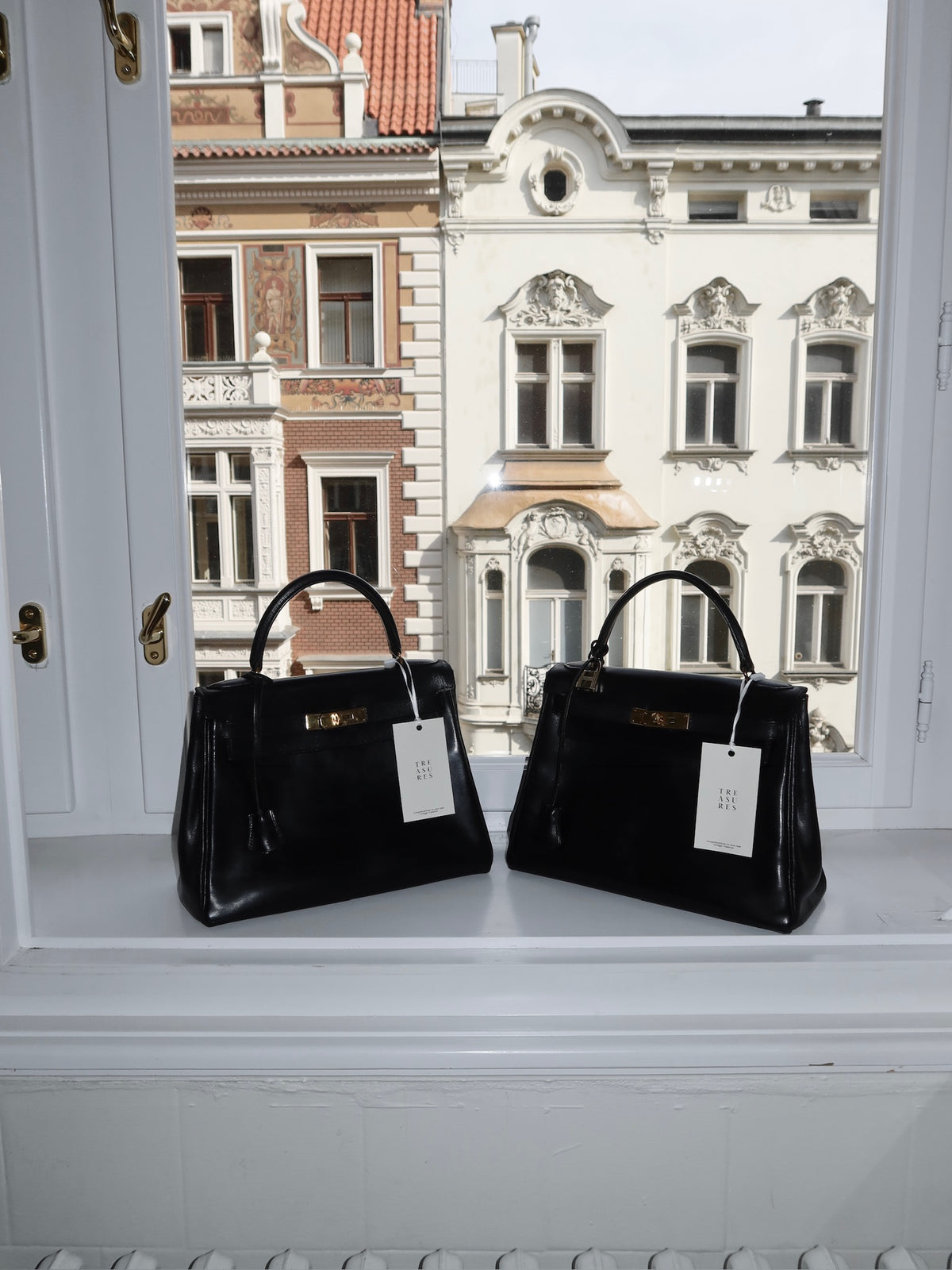 HERMES KELLY 28 BOX CALF BLACK 1959 O stamp