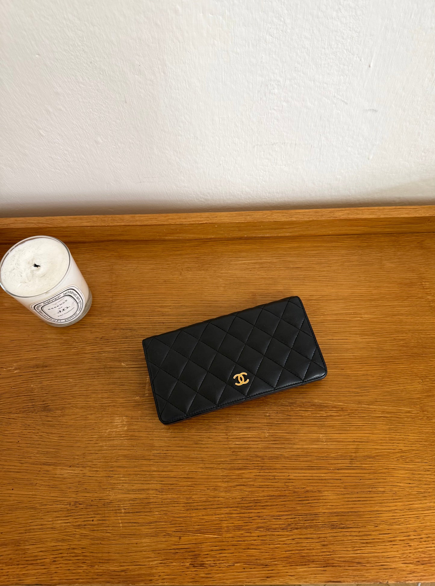 SERIES 21 CHANEL LAMBSKIN LONG WALLET BLACK GOLD