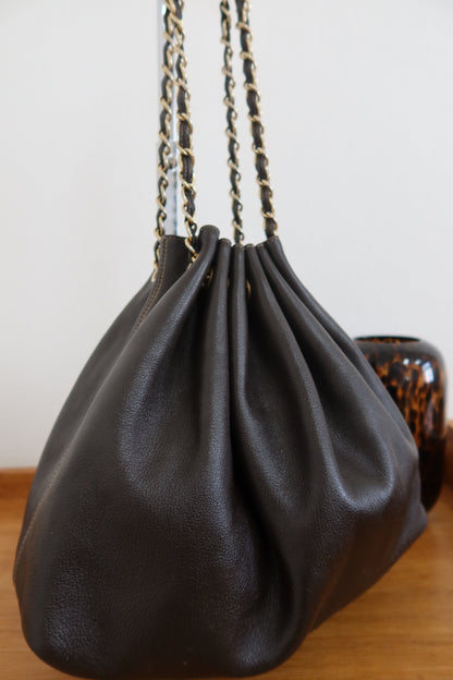 CHANEL DARK BROWN BUCKET BAG & POUCH