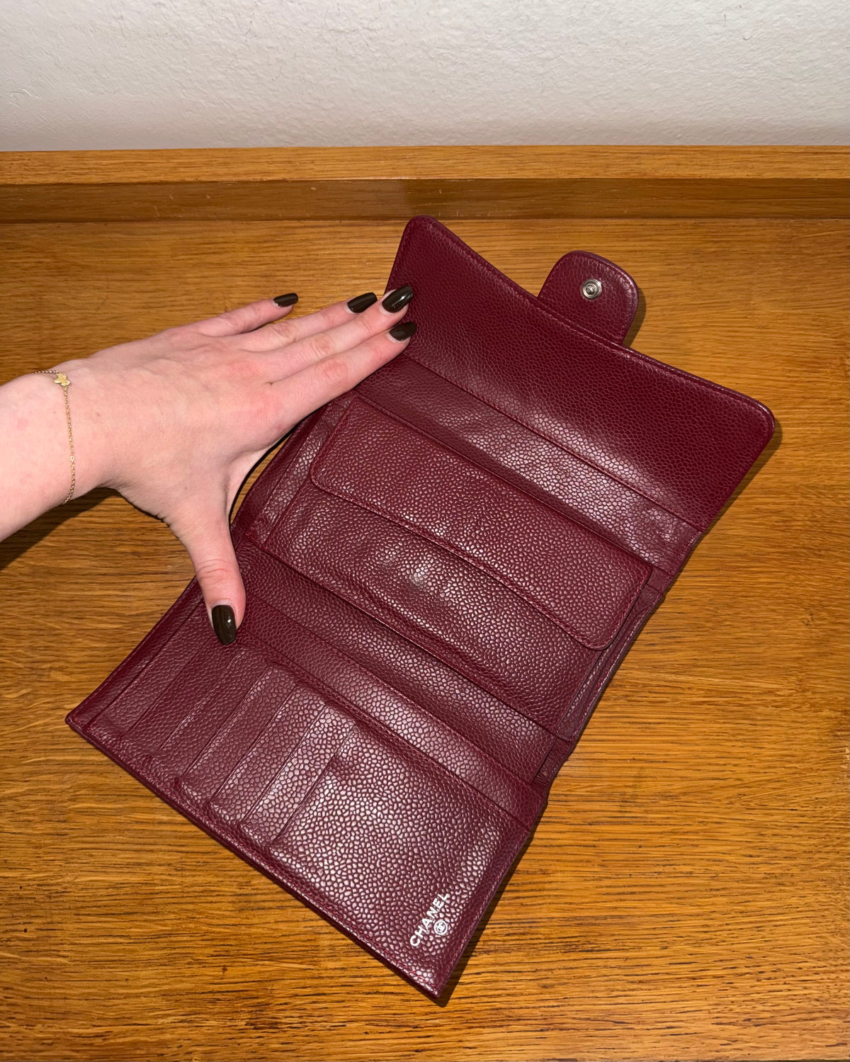 CHANEL CAVIAR LONG WALLET BURGUNDY
