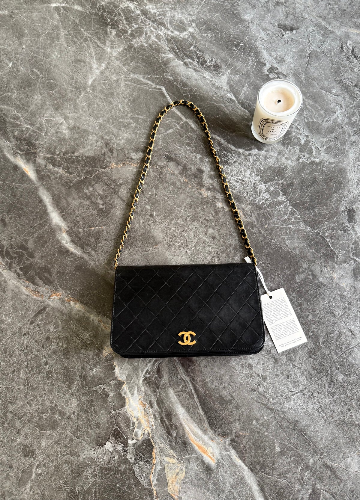 Chanel Full Flap Bag Lambskin Black 24K Gold HW