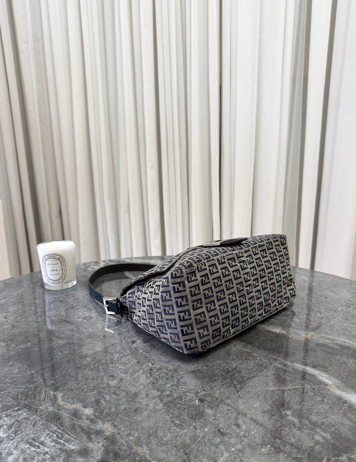Fendi Zucca Mamma Baguette Bag Navy