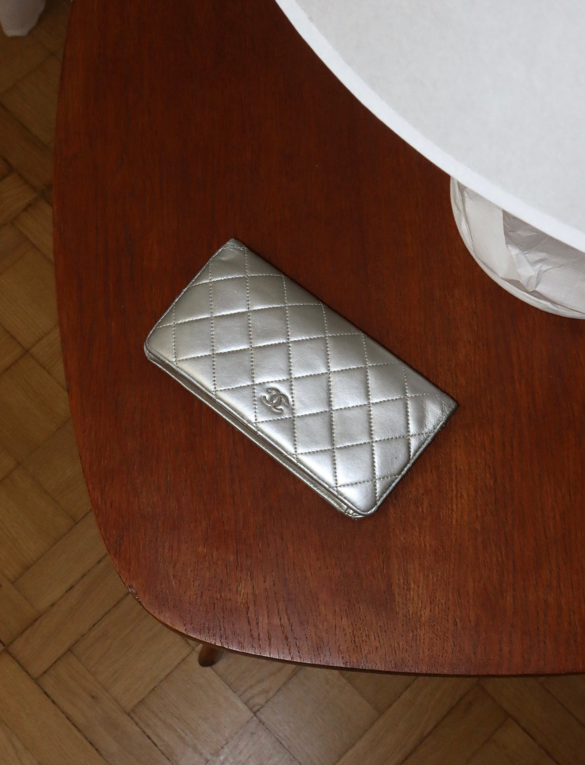 CHANEL WALLET QUILTED SILVER