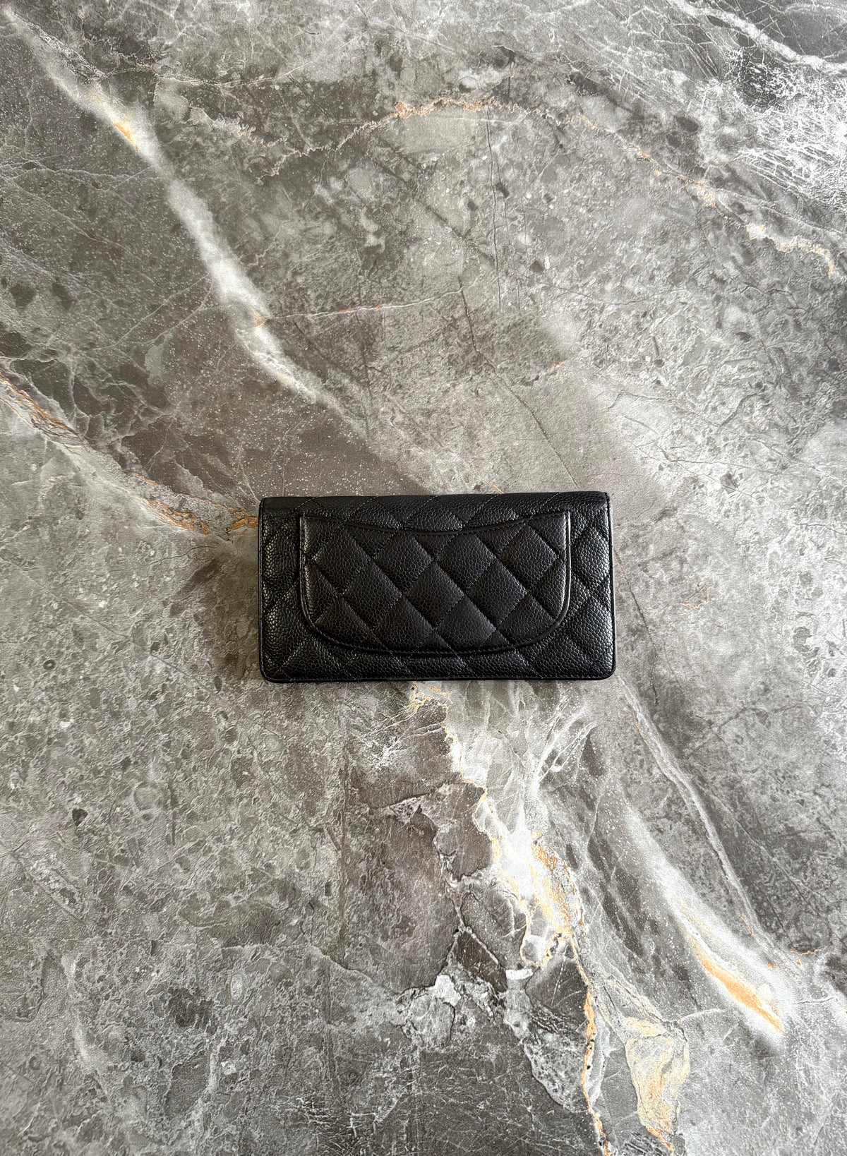 Chanel Caviar Long Wallet Black Gold HW Series 16