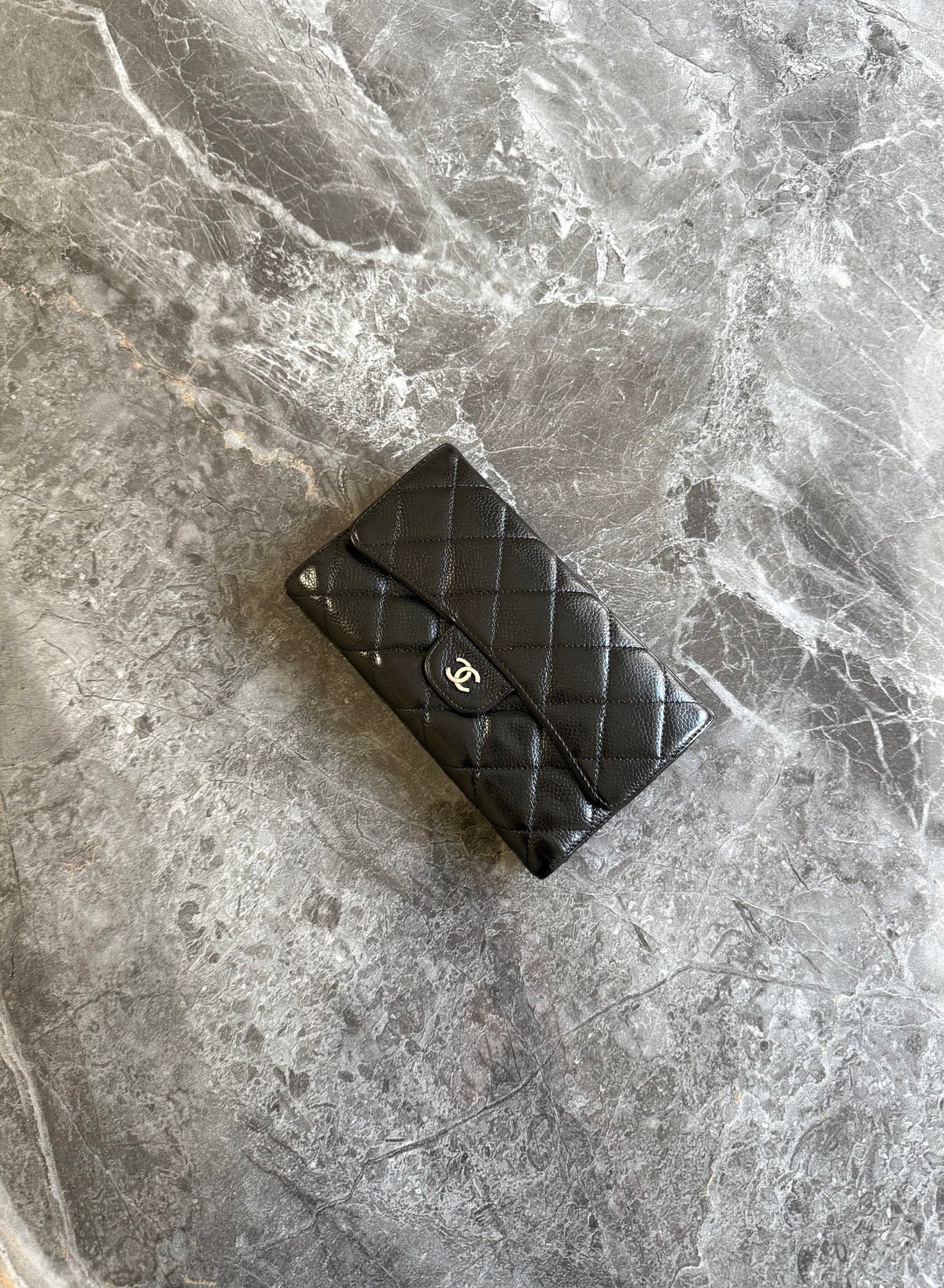 Chanel Classic Long Wallet z černé caviar kůže se stříbrným hardwarem, foto 7