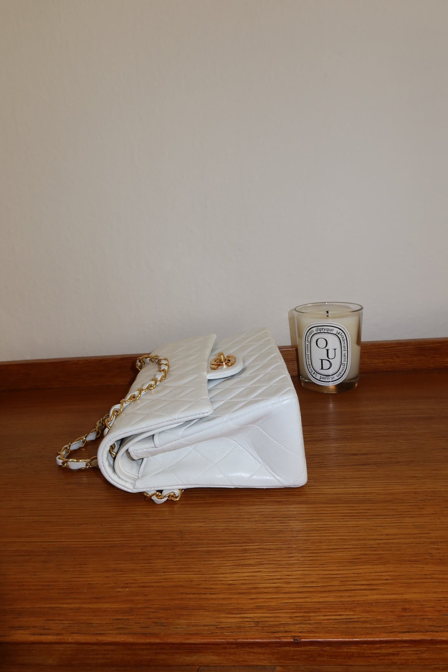 CHANEL DOUBLE FLAP BAG SMALL IN WHITE