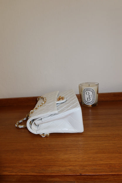 CHANEL DOUBLE FLAP BAG SMALL IN WHITE