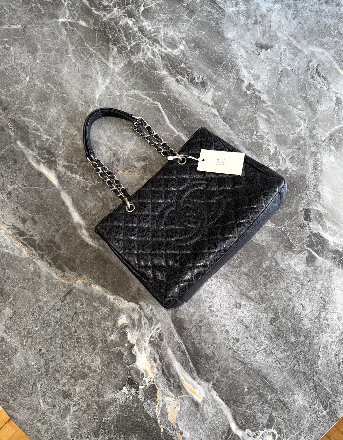 Chanel Caviar Grand Tote Bag Black Silver HW