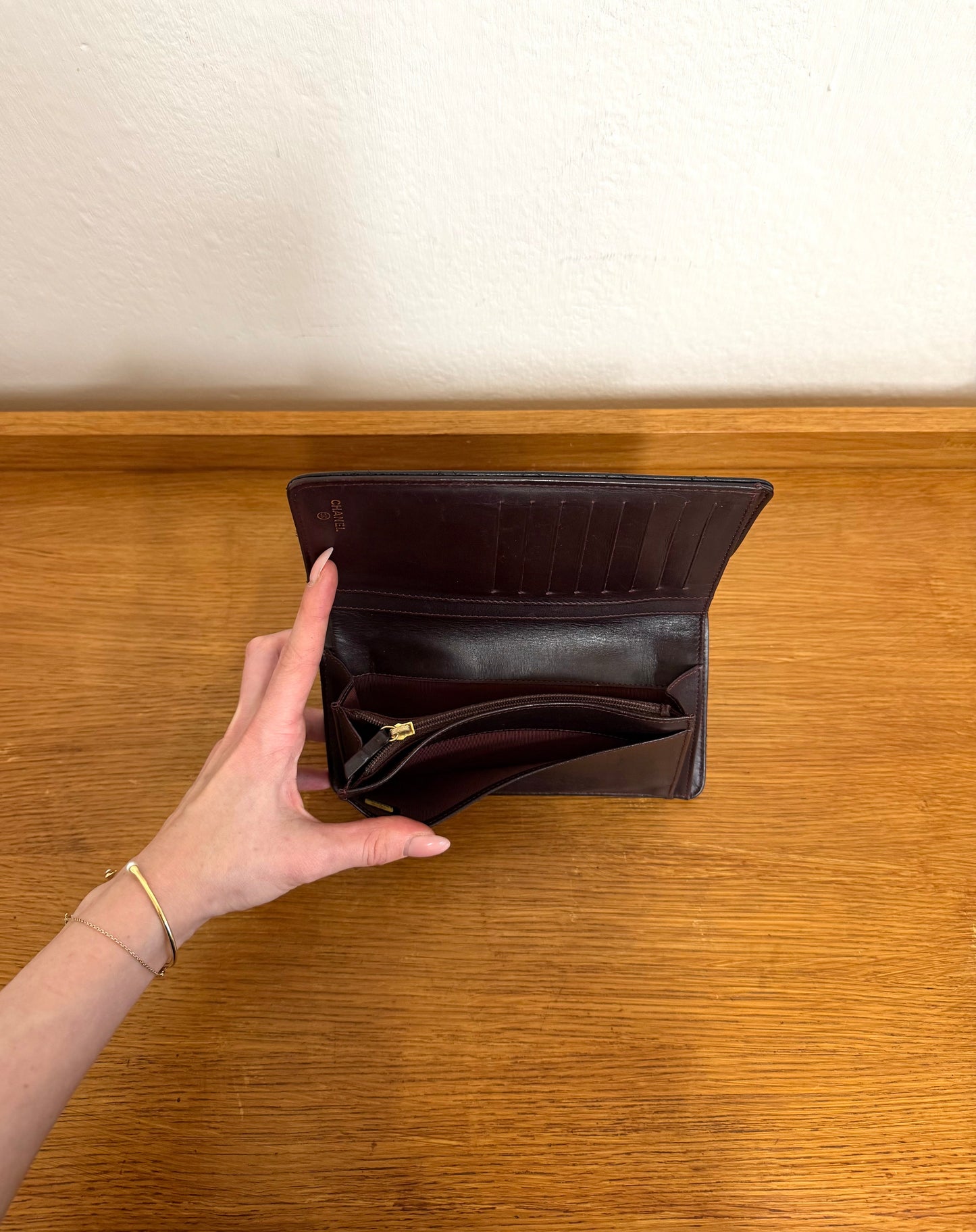 CHANEL CAVIAR LONG WALLET BLACK SERIES 18