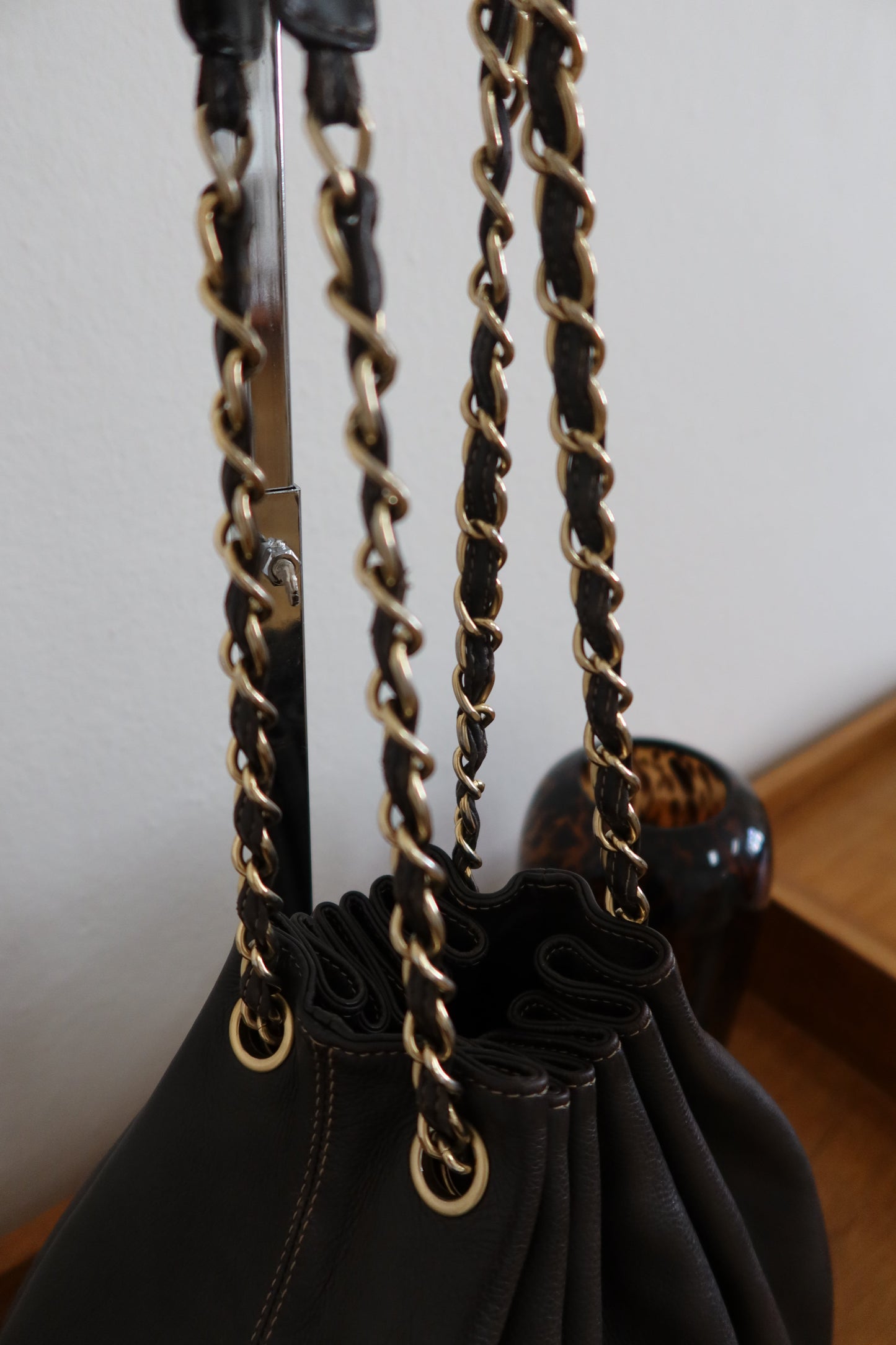 CHANEL DARK BROWN BUCKET BAG & POUCH