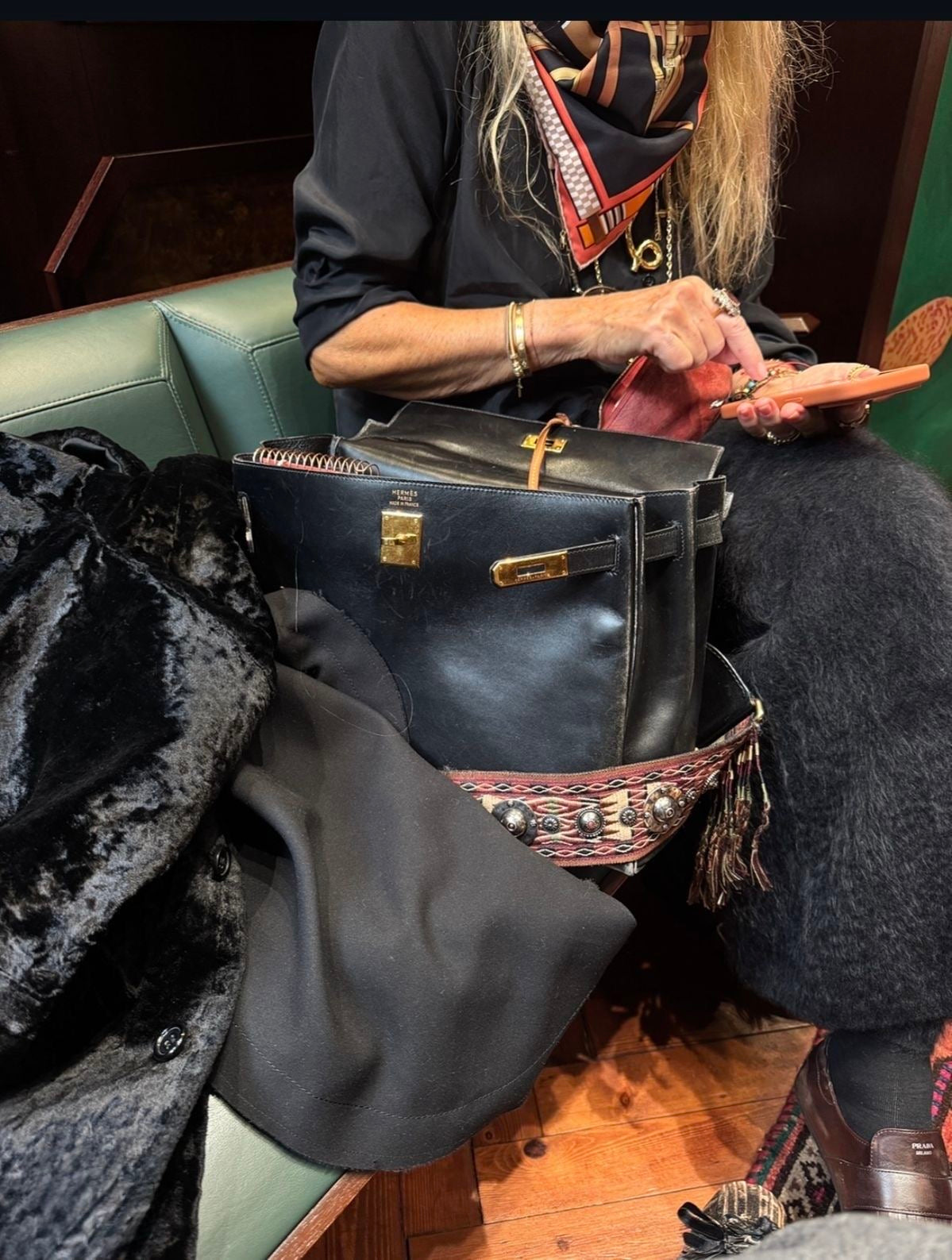 HERMES KELLY 28 BOX CALF BLACK 1959 O stamp