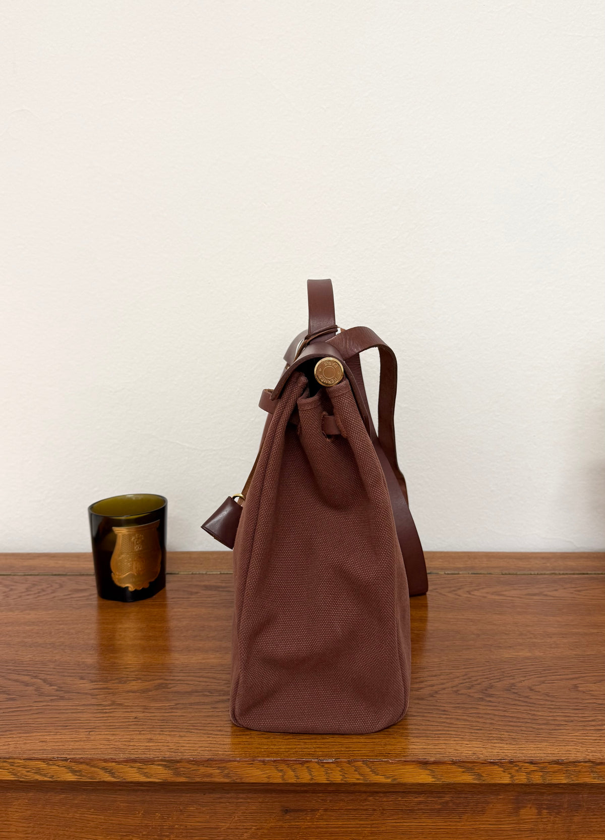 Hermès Herbag Handbag Burgundy Canvas & Leather