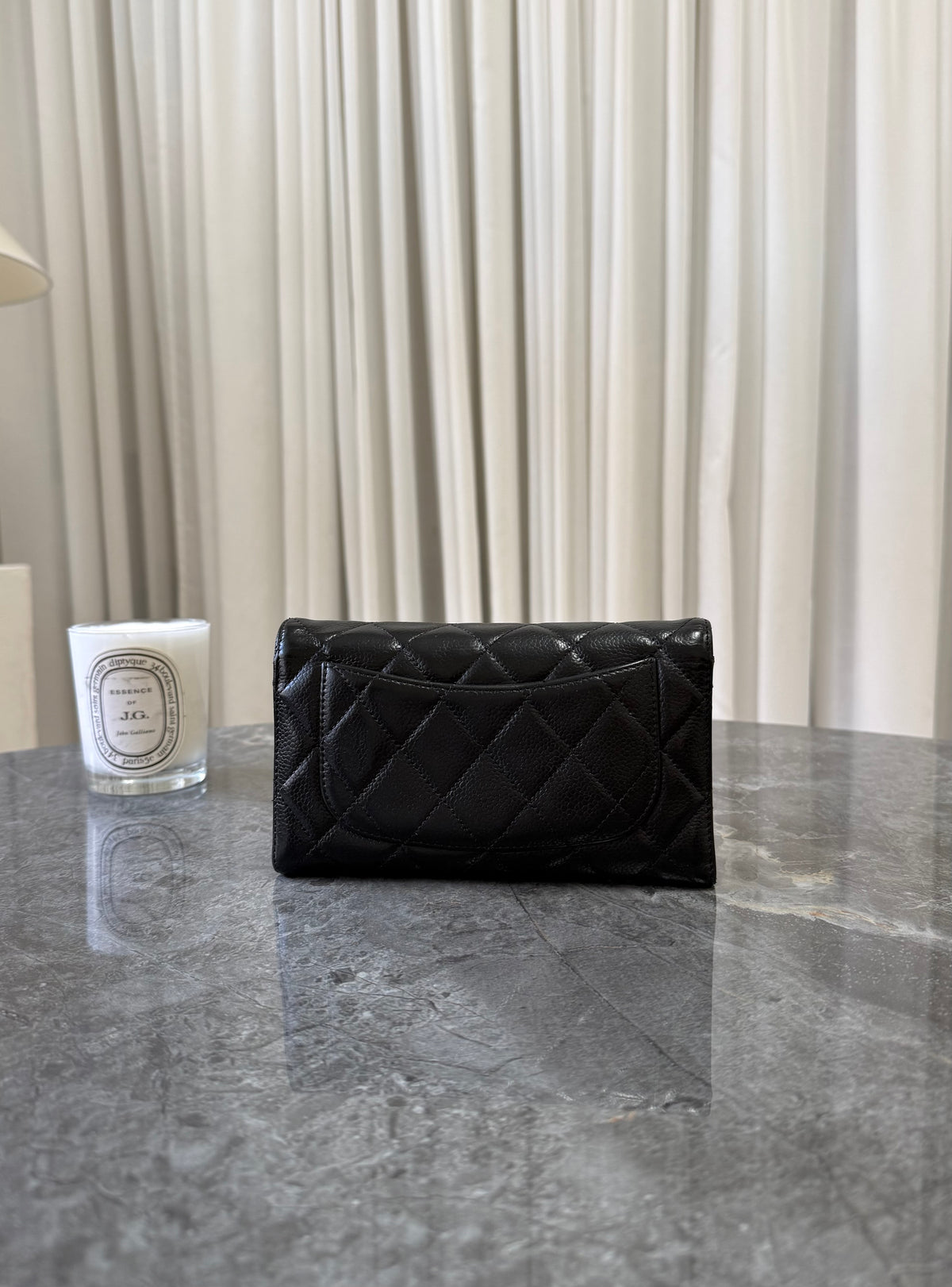 Chanel Classic Long Wallet z černé caviar kůže se stříbrným hardwarem, foto 4