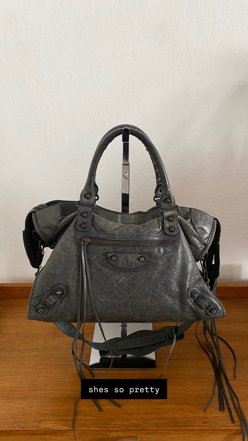 BALENCIAGA CITY BAG IN DARK GREY
