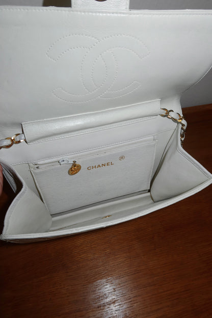 CHANEL 80s SINGLE FLAP BAG CREAM